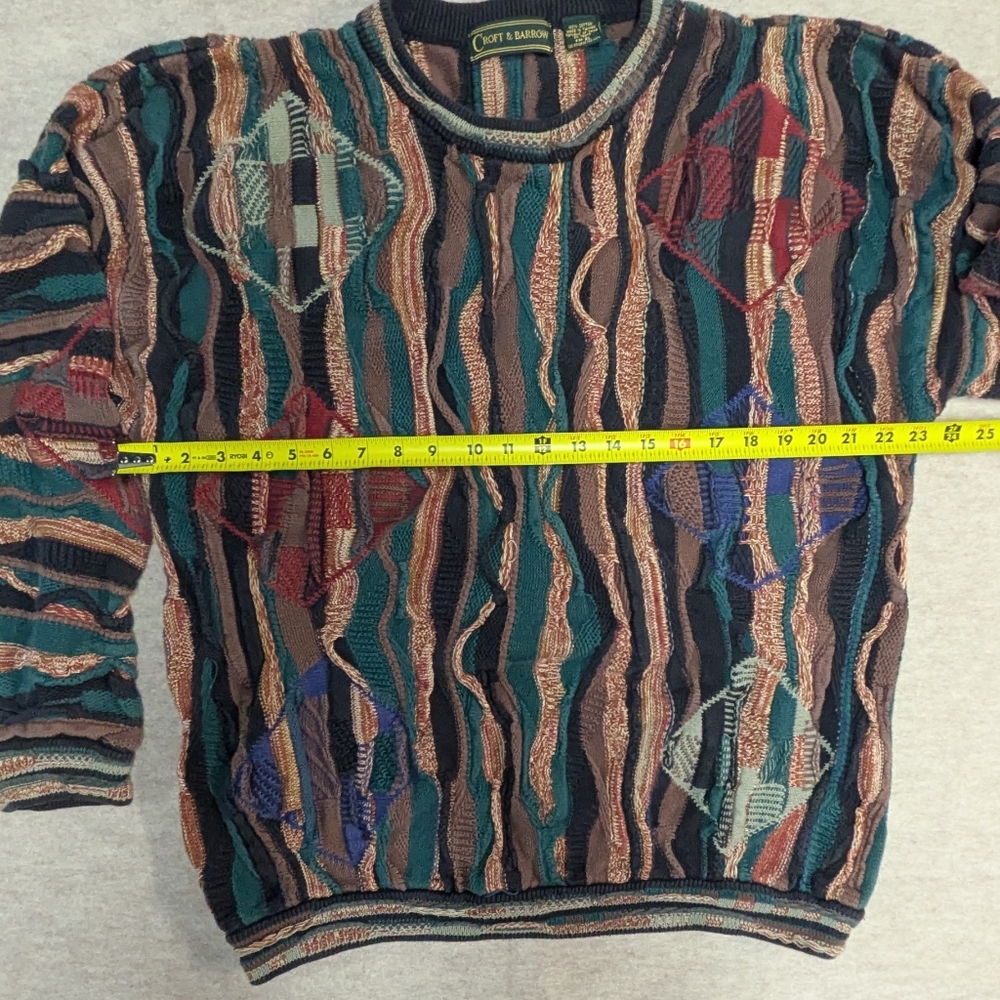 COOGI style Croft & Barrow Multicolor 3D Texture Knit Diamond Crewneck XL Unisex - Picture 3 of 8